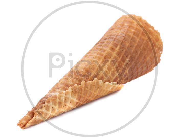 Wafer Cup For Ice-Cream. Isolated On A White Background.