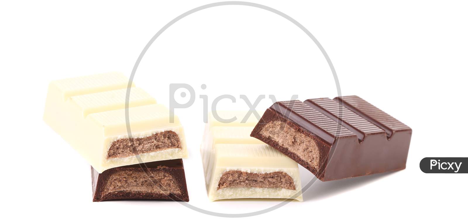 Chocolate Bar With Sweet Creamy Filling. Isolated On A White Background.