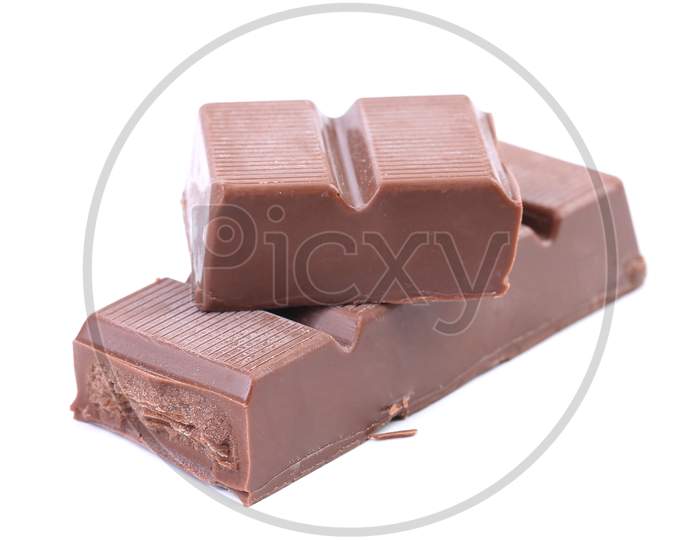 Dark Chocolate Bar With Creamy Filling. Isolated On A White Background.