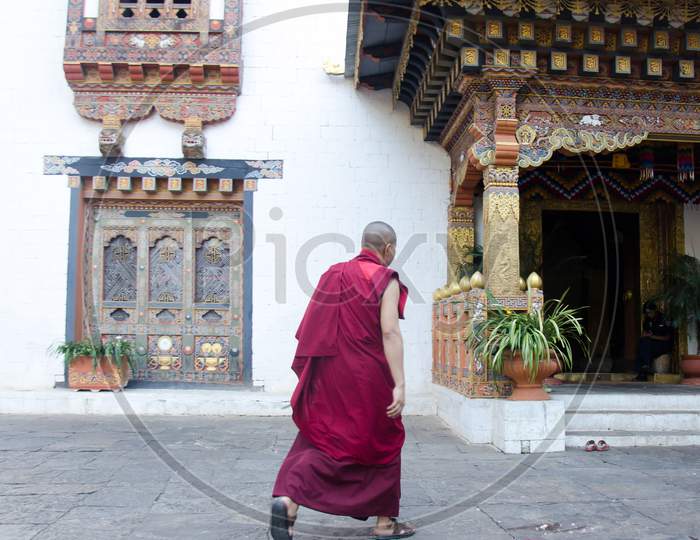 Monk in Punakha Dzong
