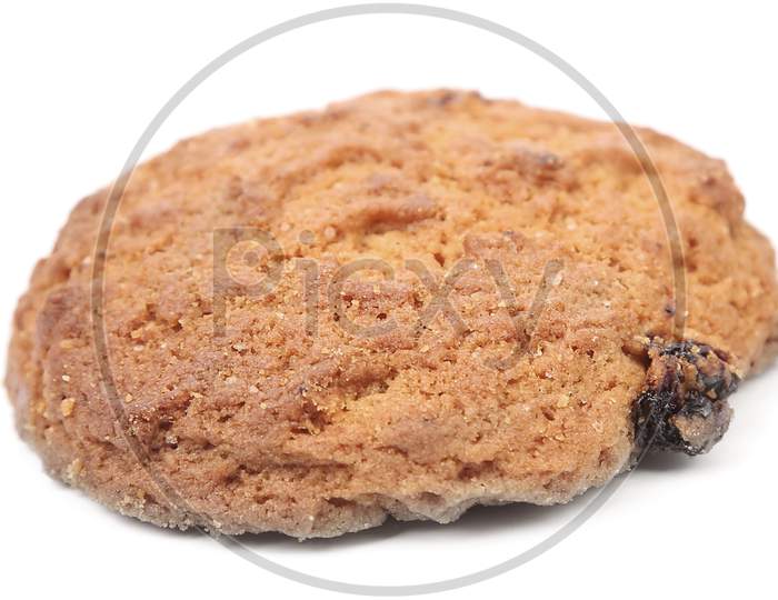 Oatmeal Chocolate Chip Cookie. Isolated On A White Background.