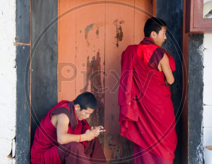 Monks in Punakha Dzong