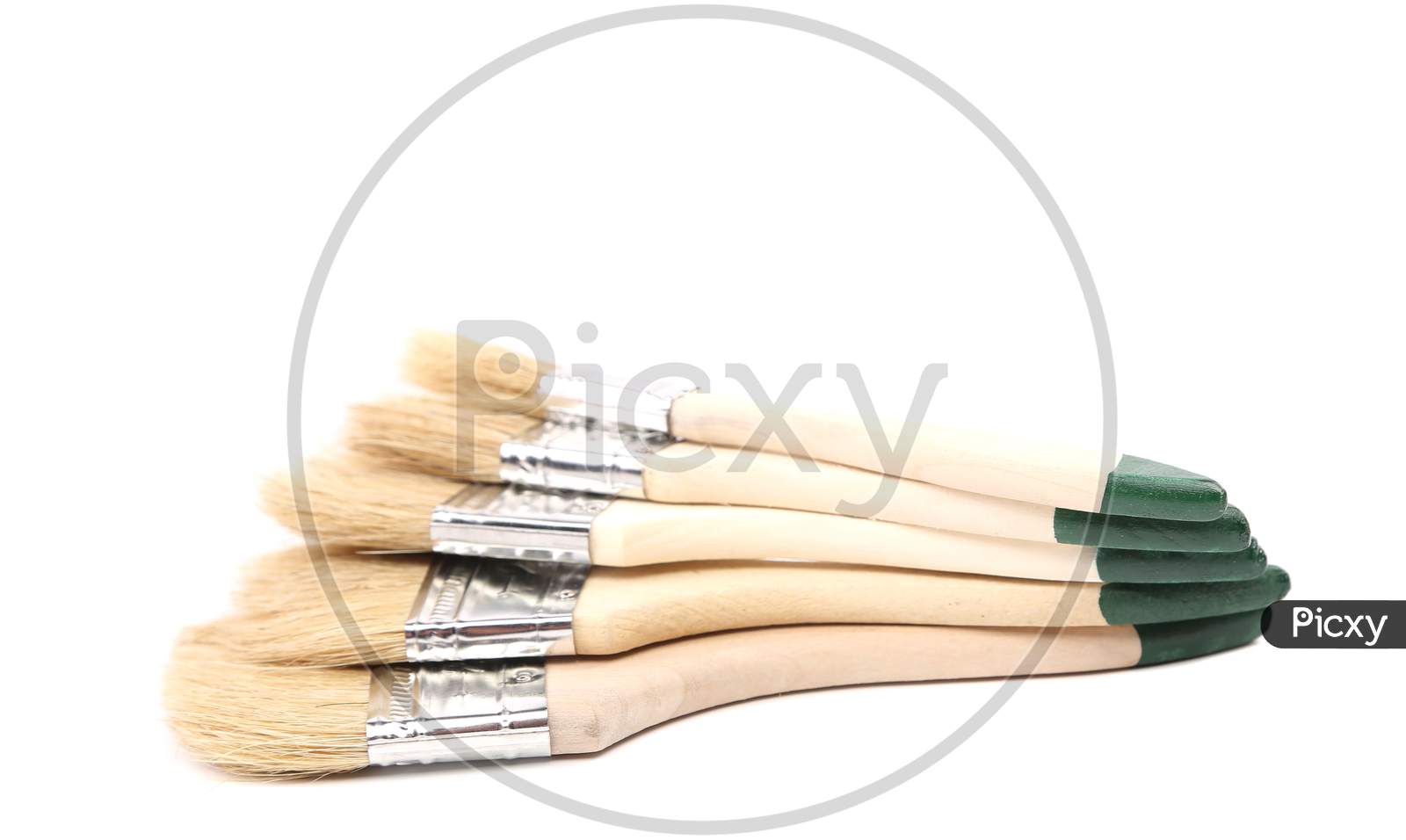 Close Up Of Brushes As A Fan. Isolated On A White Background.
