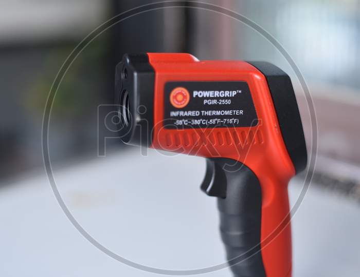 An Infrared Thermometer used to find out the human body temperature as fever is one of the symptoms of COVID19 Corona Virus