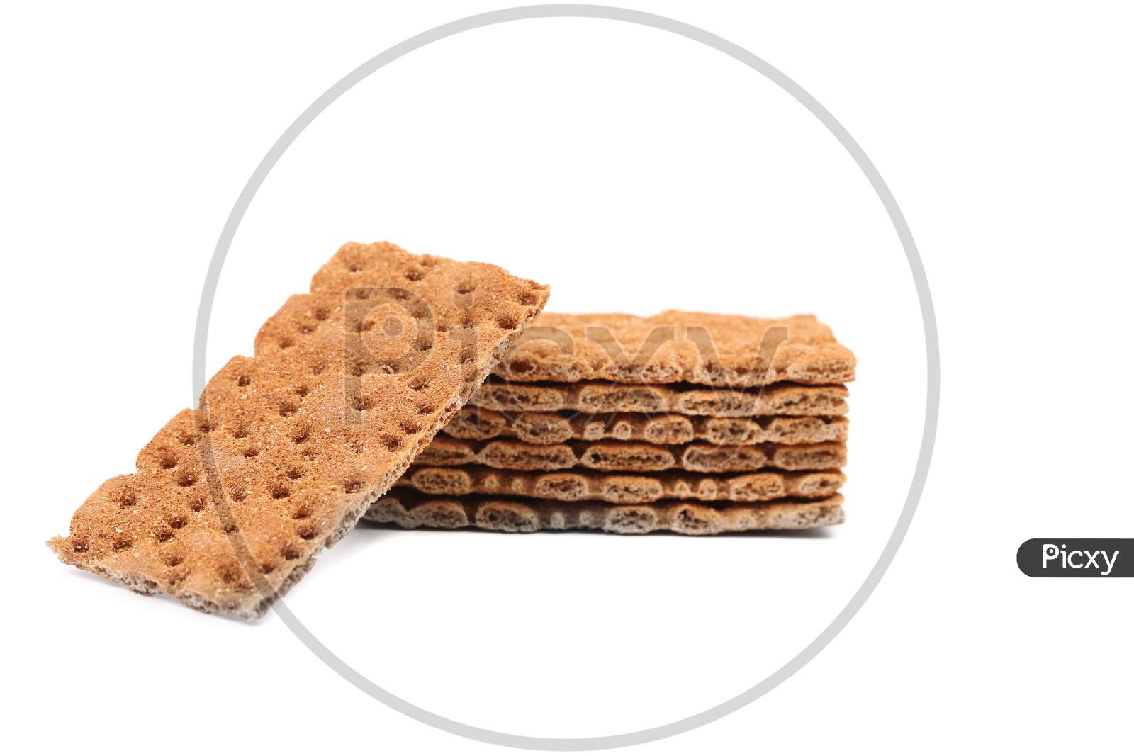 Stack Of Grain Crisp Bread. Isolated On A White Background.