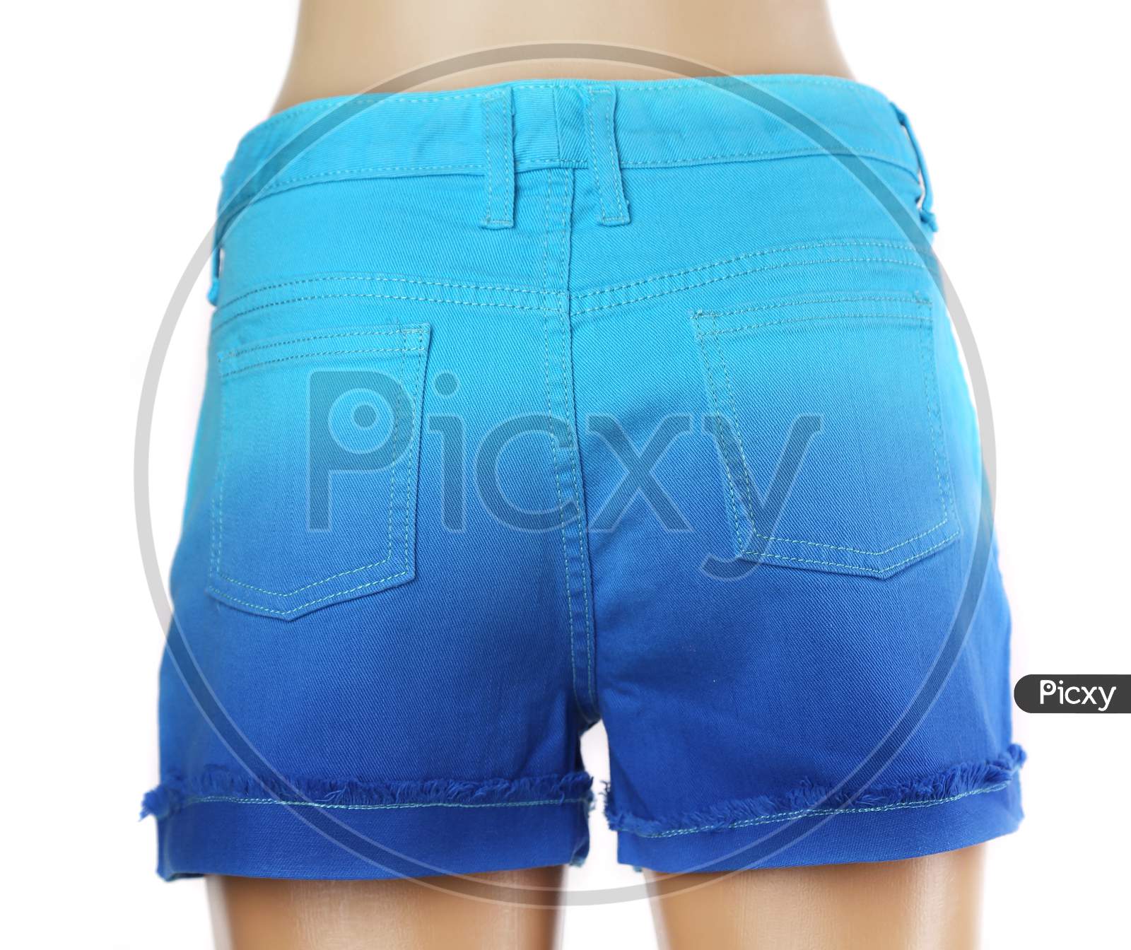 Blue Women Jeans Shorts. Isolated On A White Background.
