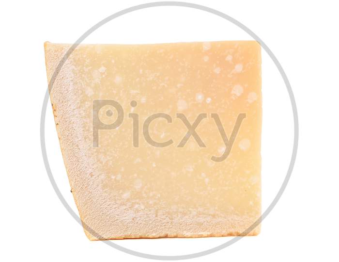 Close Up Of Parmesan Cheese. Isolated On A White Background.