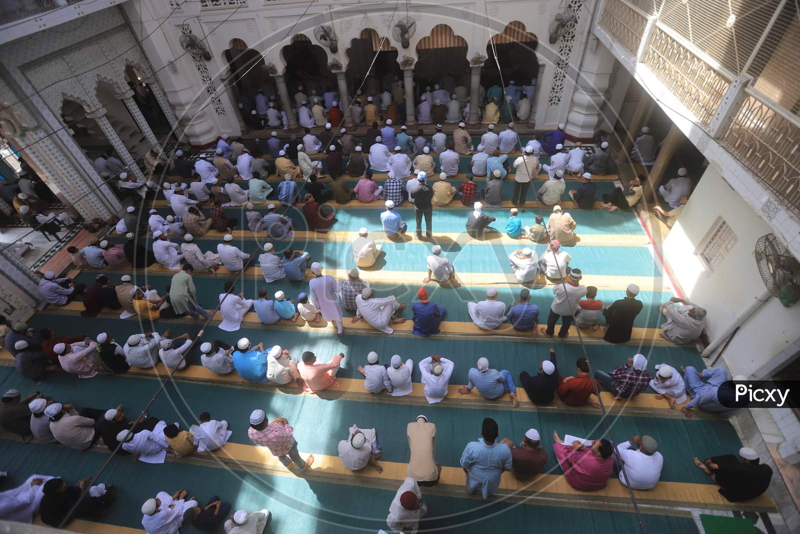 Image of Indian Muslim Devotees Offering Prayers Or Performing Namaz In ...