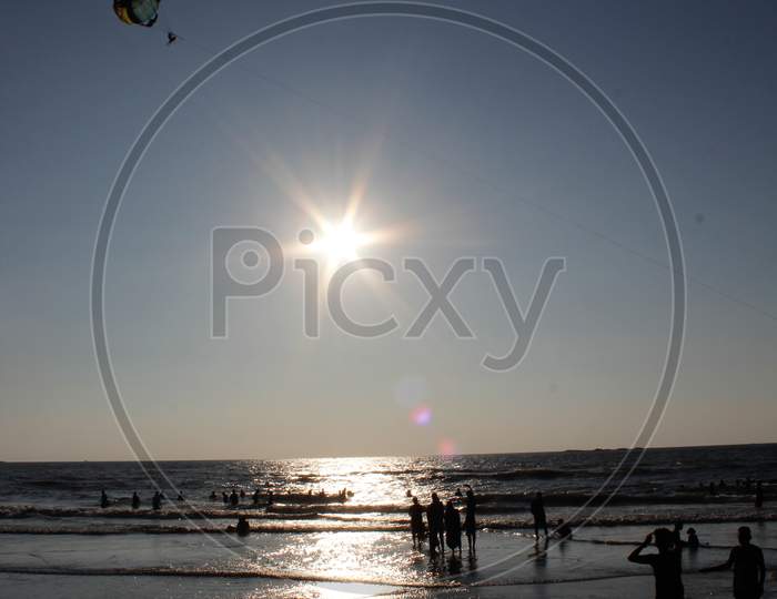 sunset  and water sports at malpe beach udupi karnataka