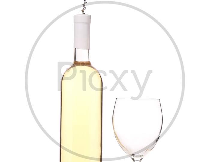 Gentle White Wine Composition. Isolated On A White Background.
