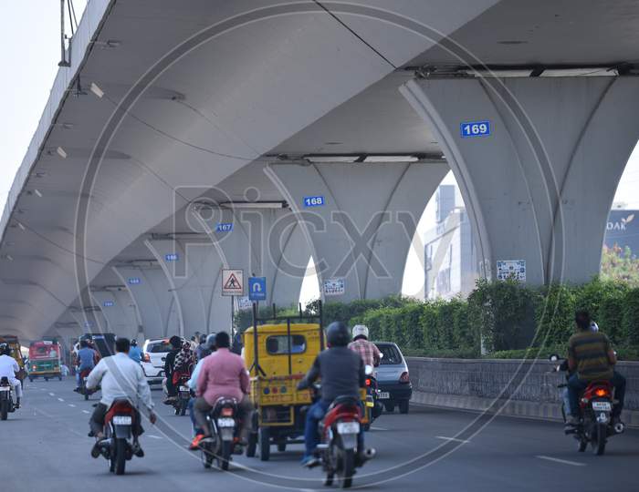 Traffic movement under PV Narasimha Rao expressway at Attapur, Rajendra Nagar