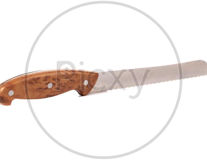 Kitchen Knife For Bread. Isolated On A White Background.