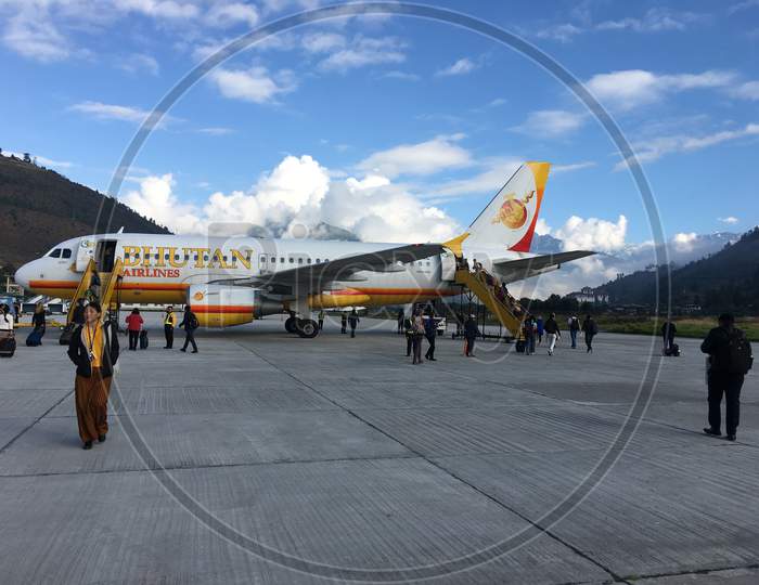 Bhutan Airlines Plane in Paro Airport