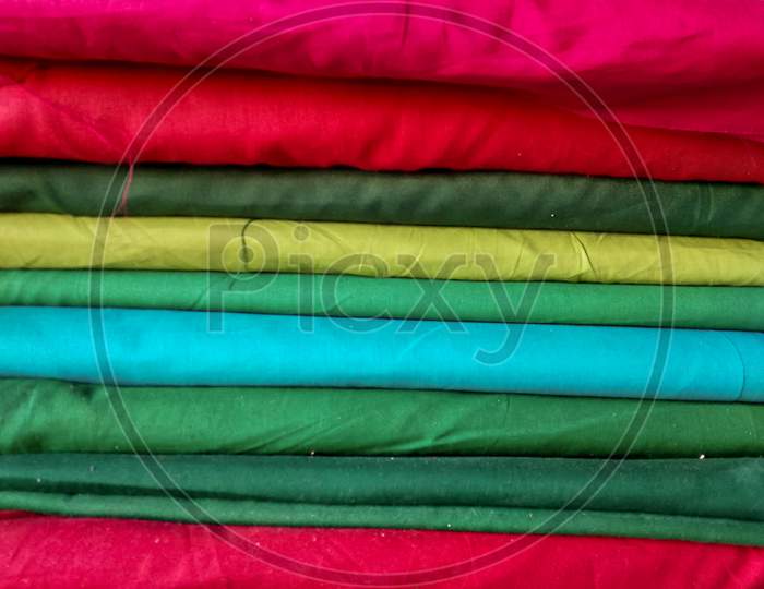 Lots Red, Green, Blue, Yellow, Pink And Other Of Clothes For Sewed