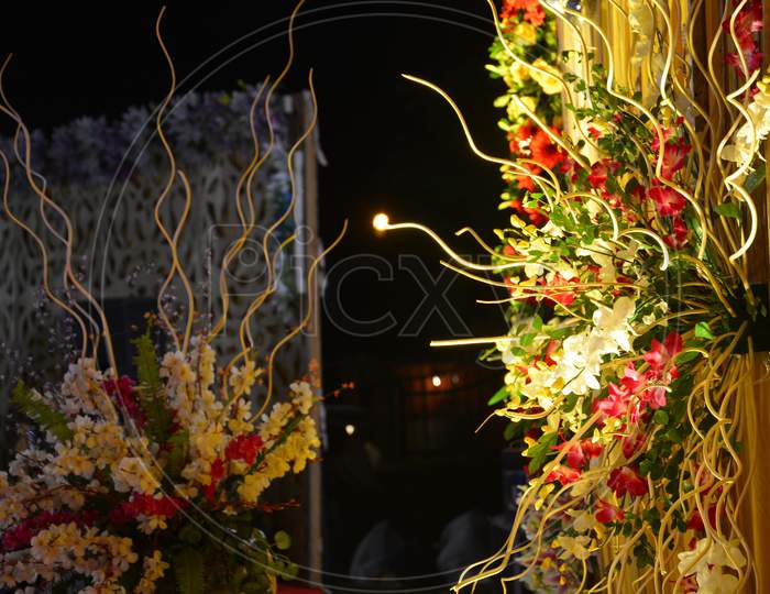 Flower Decoration At Indian Wedding Ceremony