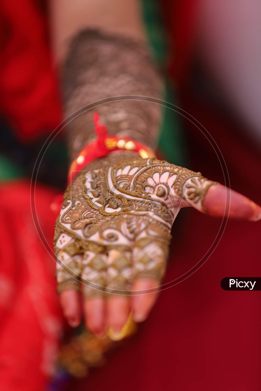 Mahandi Hands of Bride At an Indian Wedding