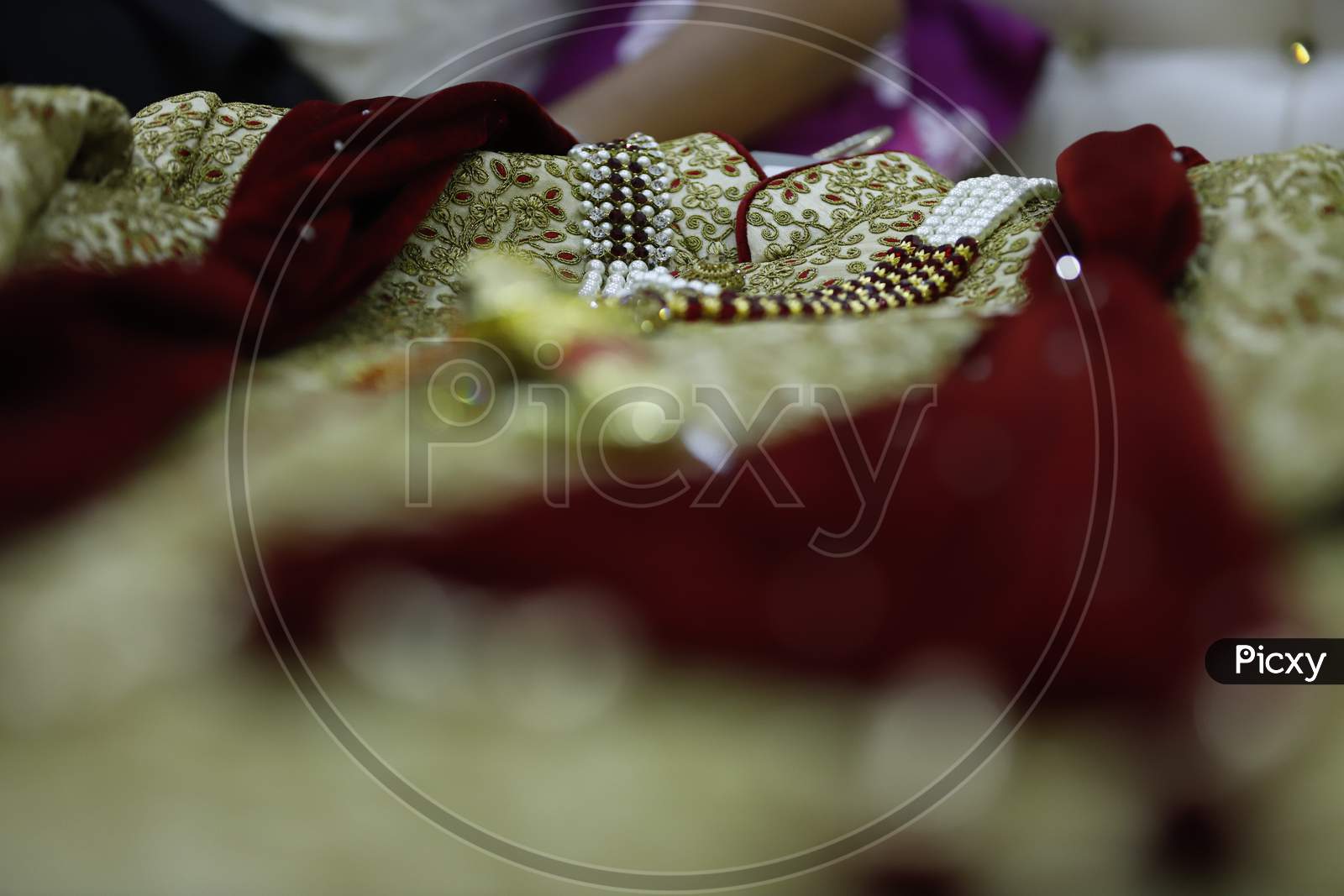 Closeup Of a Bridegroom Dress At an Indian Wedding