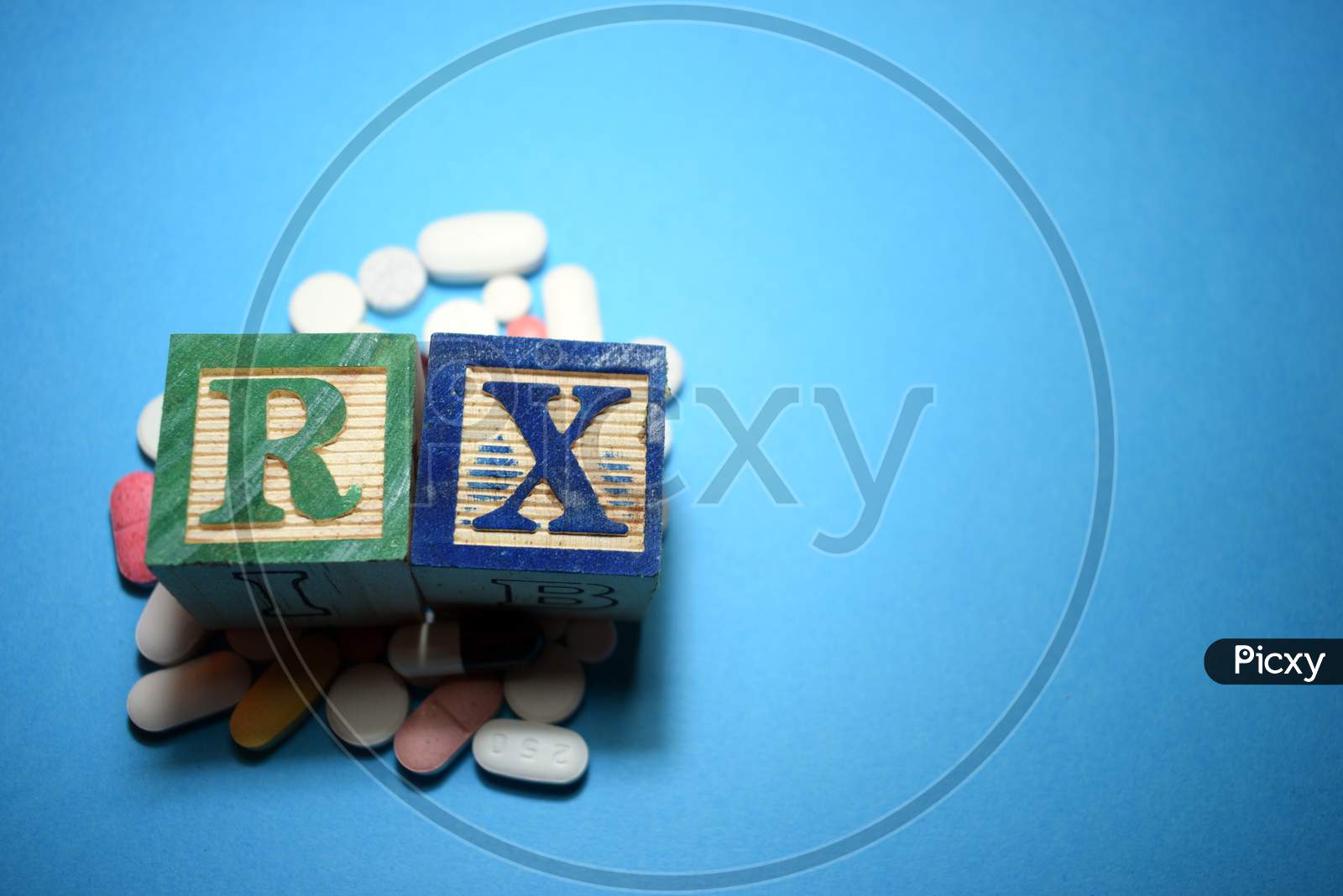 Rx Text In Wooden Block