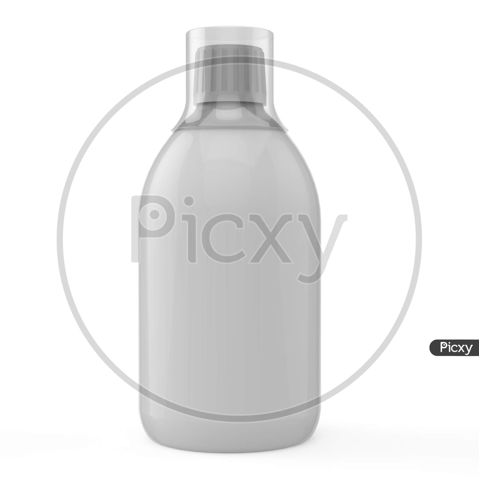 3D Illustration, White Bottle Mock-Up On White Background