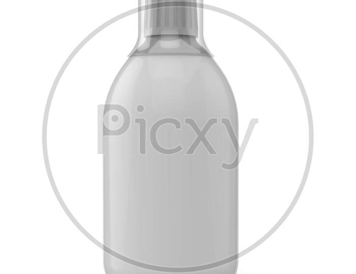 3D Illustration, White Bottle Mock-Up On White Background