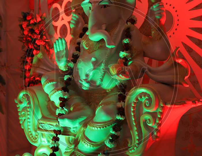 Lord Ganesh or Vinayaka Statue At an Indian Wedding