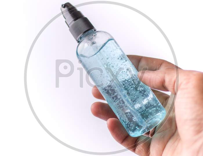 Hand sanitizer to get rid of coronavirus / COVID-19, anti- bacterial gel to remove bacteria from hand.