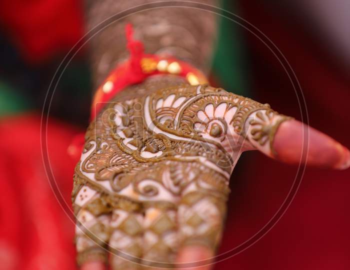 Mahandi Hands of Bride At an Indian Wedding
