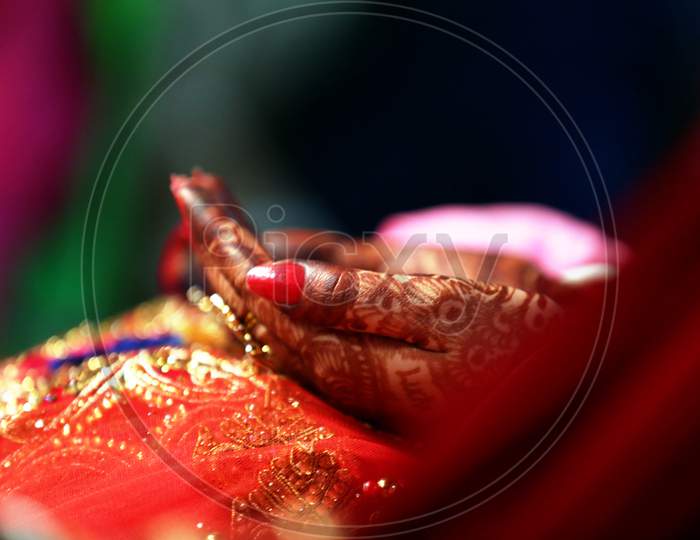 This Is Wedding Hand Of Bride In Indian Marriage