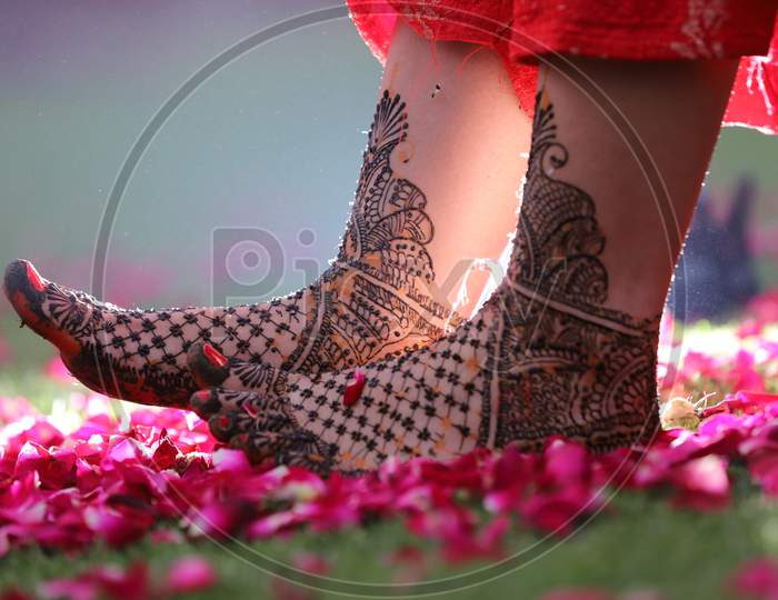 A beautiful legs of indian bride