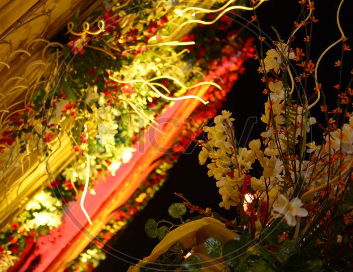 Flower Decoration At Indian Wedding Ceremony