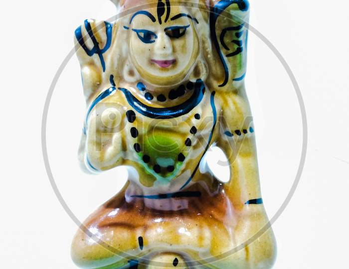 Lord Shiva Idol On an Isolated White Background