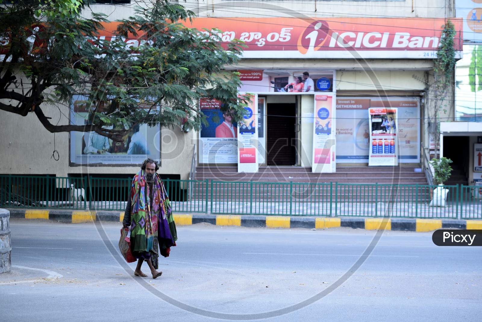 ICICI Bank, Empty Roads, Janata Curfew, March 22,2020, KPHB,Hyderabad