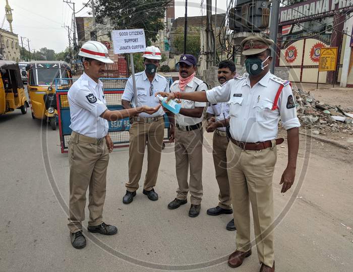 On Janta Curfew Day Police restrict traffic and stay safe amid corona virus covid 19 outbreak in India