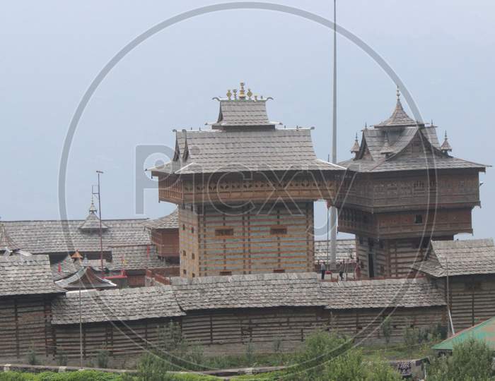 Close up view of temple on the hill area.