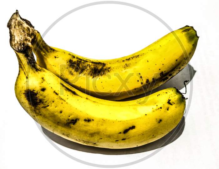 Bananas  Closeup Over an Isolated White Background
