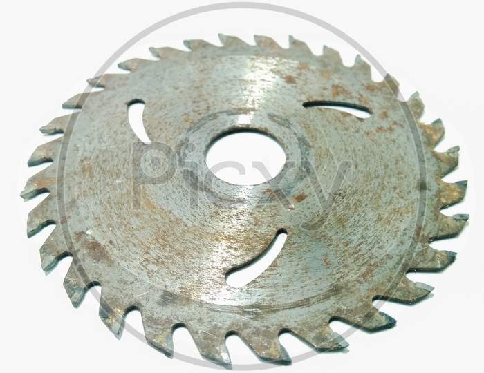 Hack Saw Wheel Over an Isolated White Background