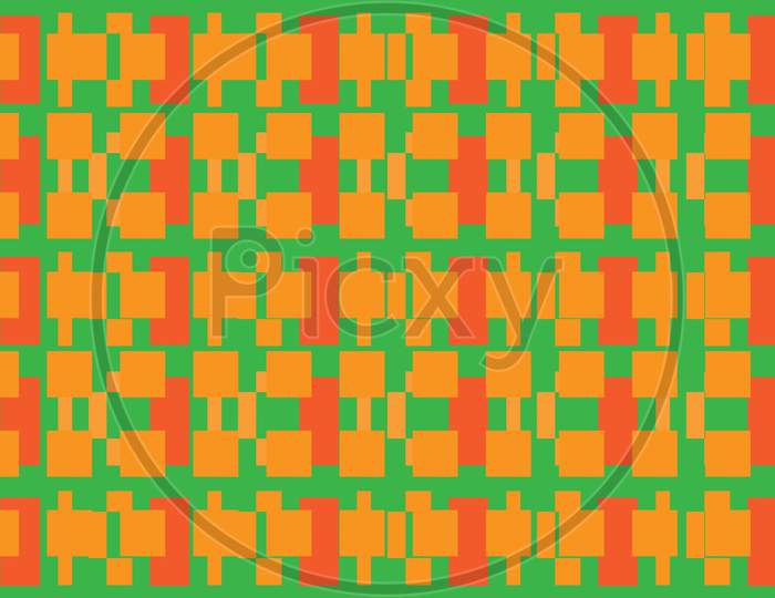 geometric pattern in green orenge and yellow color with blocks2