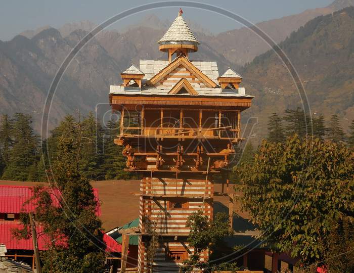 Beautiful ever close up view of temple in Himachal Pradesh.