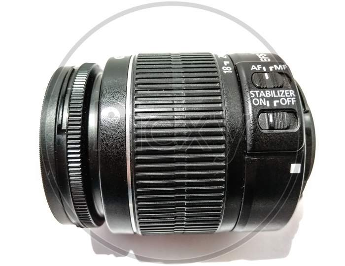 Canon 18-55mm Lens Over an Isolated White Background