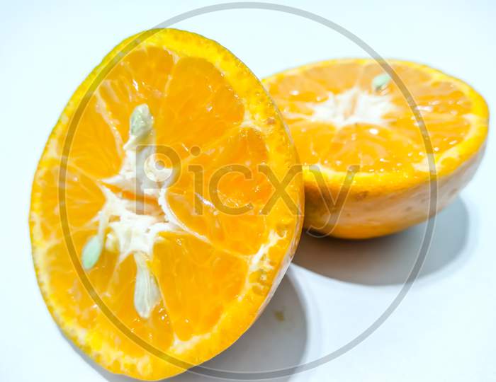 Sliced Orange Over an isolated White Background