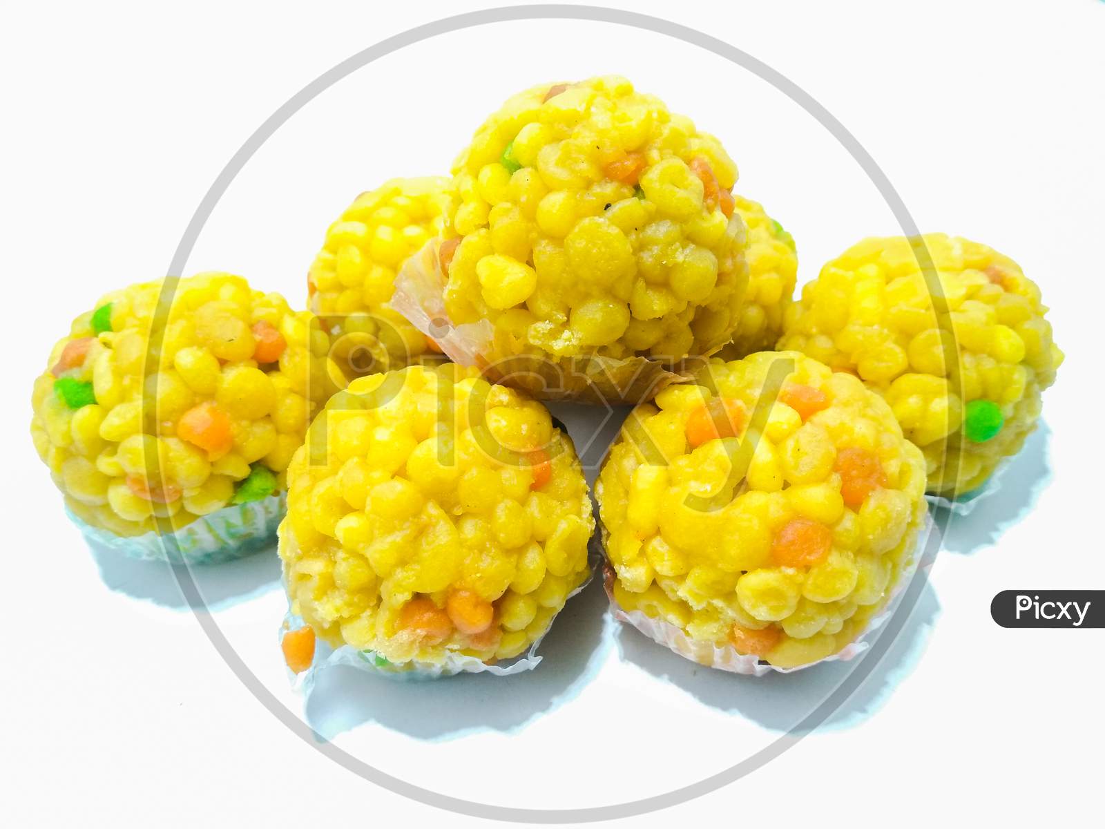 Indian Sweet Savories Laddu  On an Isolated White Background