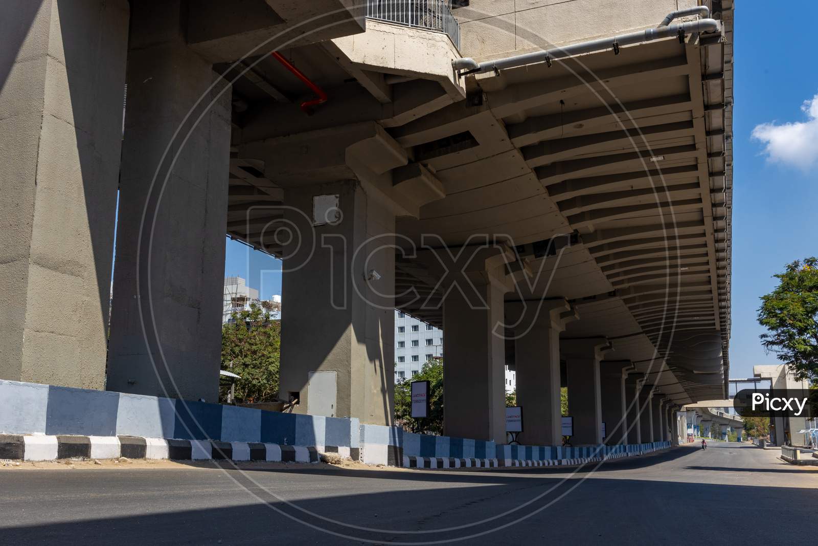 Janata Curfew, Deserted Roads At  Synchrony Raidurg Metro Station  in Hyderabad  As Indian Prime Minister Narendra Modi Called For a 14 Hour Janta  Curfew Or Self-imposed  Quarantine To Break The  Highly Contagious  COVID 19 Or Corona Virus Spread