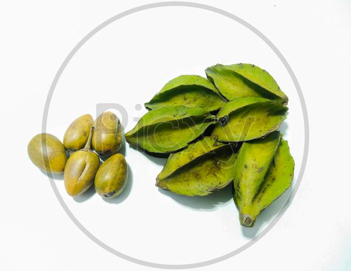 Indian Local Fruit  and Star Fruit or Carambola Fruit Over an isolated White Background