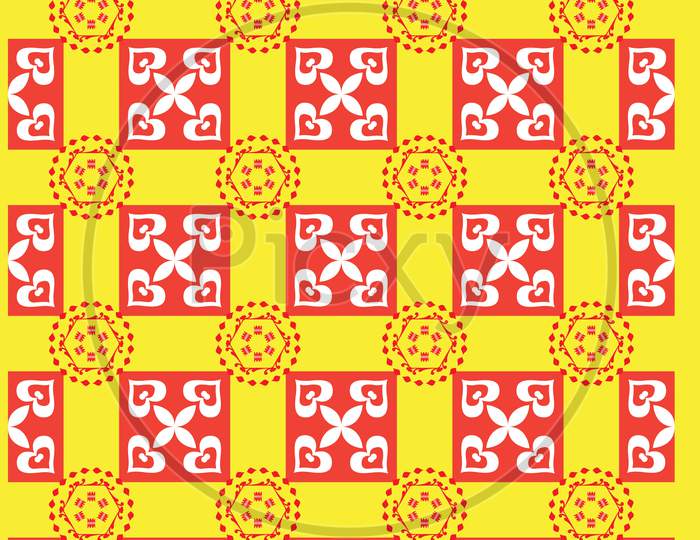 Seamless geometric pattern with flowers design