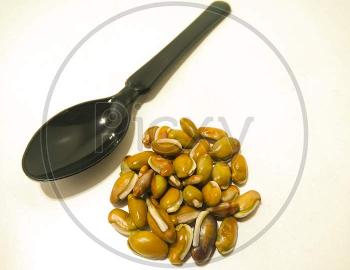 Beans or Kidney Beans With Spoon Over an isolated White Background