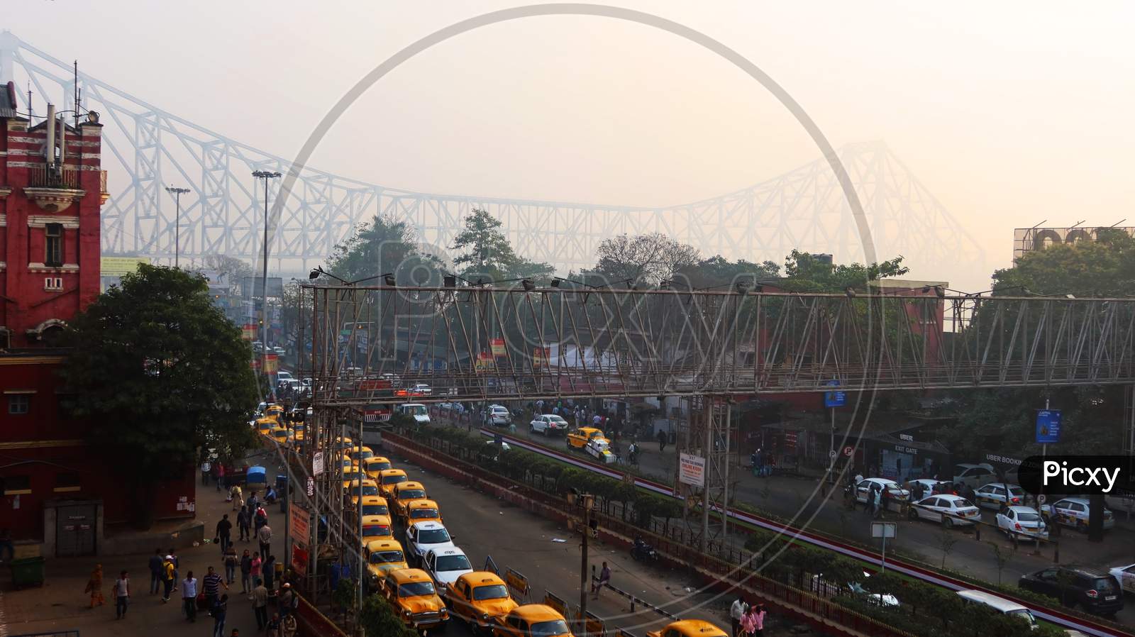 Morning view of Howrah bridge in Kolkata