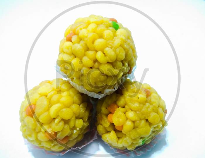 Indian Sweet Savories Laddu  On an Isolated White Background