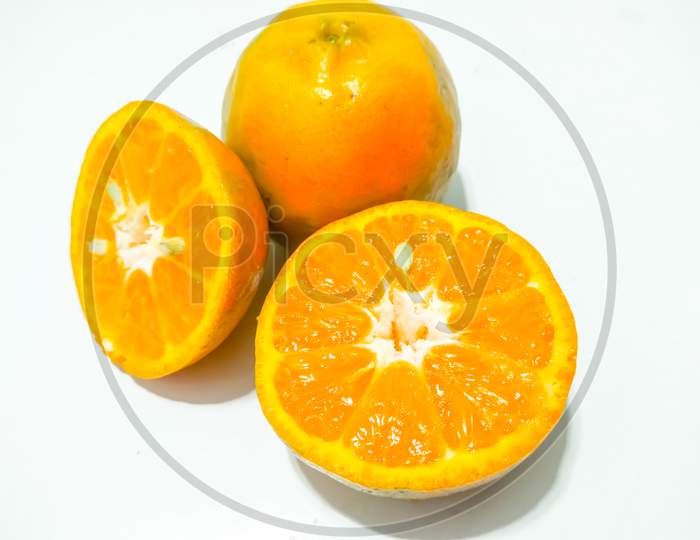 Sliced Orange Over an isolated White Background