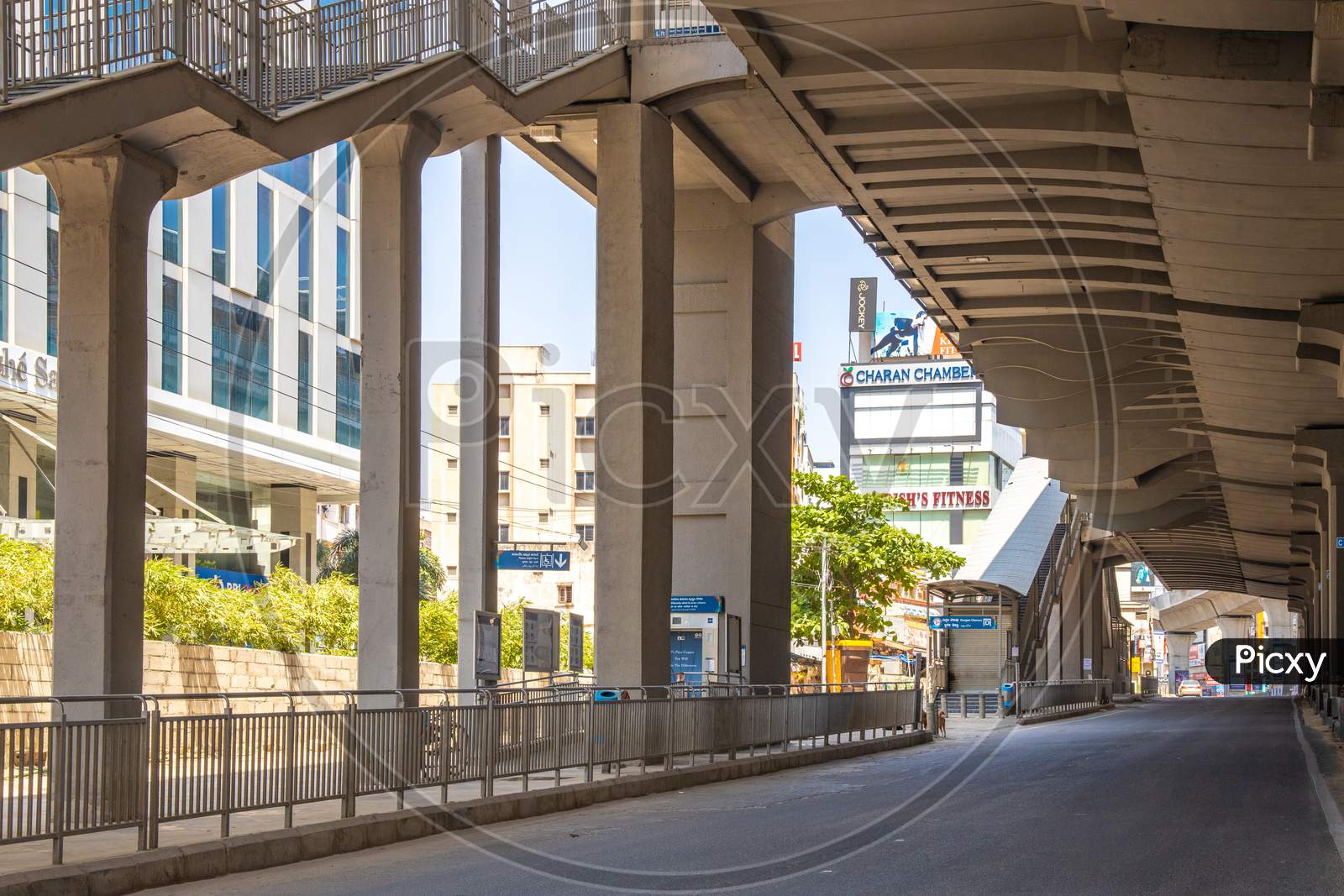 Janata Curfew , Deserted Roads At Durgam Cheruvu Metro Station  in Hyderabad  As Indian Prime Minister Narendra Modi Called For a 14 Hour Janta  Curfew Or Self-imposed  Quarantine To Break The  Highly Contagious  COVID 19 Or Corona Virus Spread