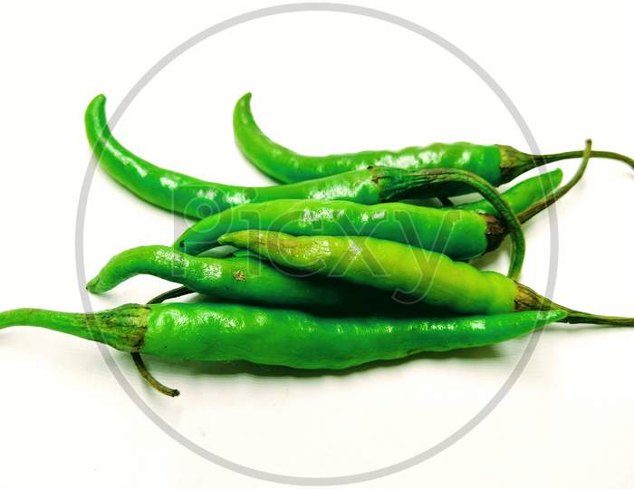 Green Chili or Pepper Over an Isolated White Background